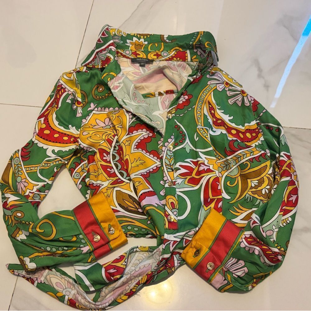 Haute Hippie Green and Red Paisley Shirt